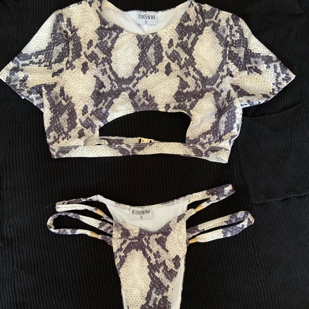 NEW- Icon Swim Snake Print Two Piece-Size Small